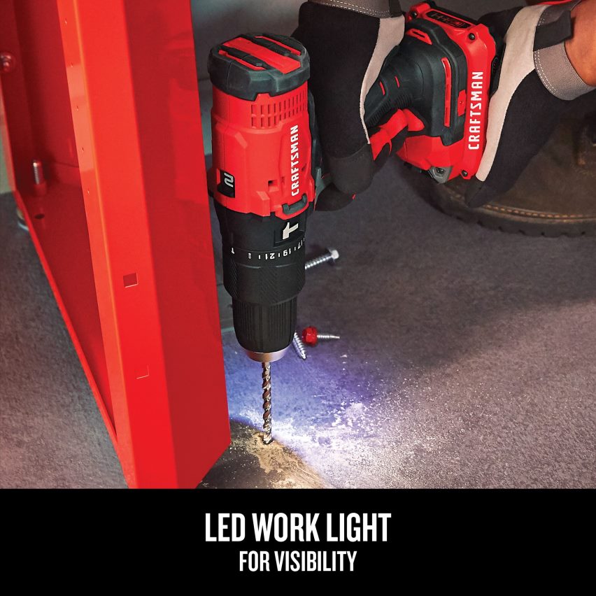 CRAFTSMAN כלי עבודה חשמליים 1/2 אינץ' 20 וולט max-amp מהירות משתנה מקדחה אלחוטית (2 סוללות כלולות) 664RTT163