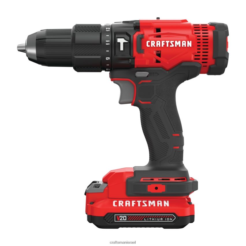 CRAFTSMAN כלי עבודה חשמליים 1/2 אינץ' 20 וולט max-amp מהירות משתנה מקדחה אלחוטית (2 סוללות כלולות) 664RTT163