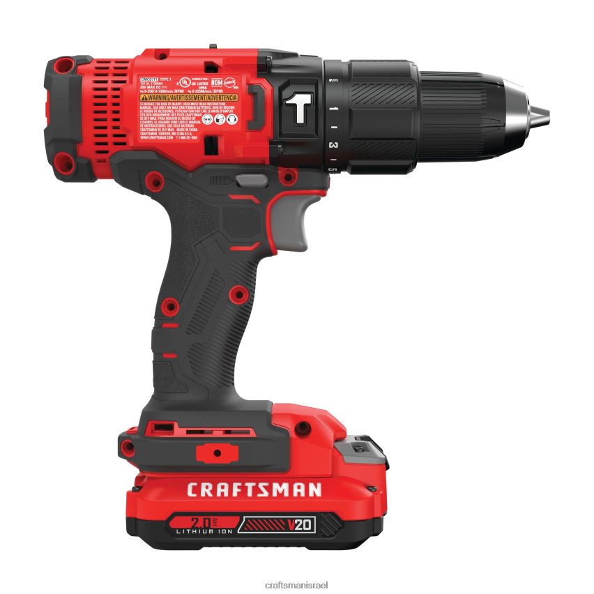CRAFTSMAN כלי עבודה חשמליים 1/2 אינץ' 20 וולט max-amp מהירות משתנה מקדחה אלחוטית (2 סוללות כלולות) 664RTT163