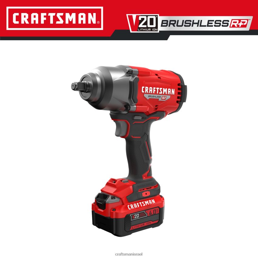 CRAFTSMAN כלי עבודה חשמליים מפתח ברגים אלחוטי 4 אמפר 20 וולט במהירות משתנה ללא מברשות 1/2 אינץ' (כולל סוללה) 664RTT31