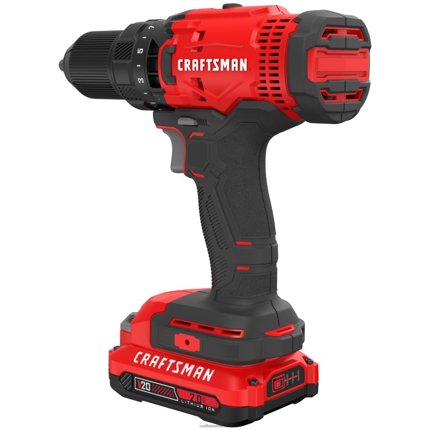 CRAFTSMAN כלי עבודה חשמליים v20 20 וולט מקסימום מקדחה אלחוטית 1/2 אינץ' (כולל סוללה אחת, מטען כלול) 664RTT148