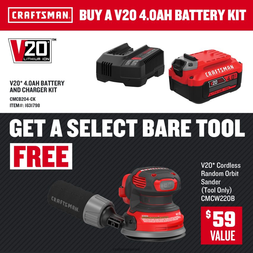 CRAFTSMAN כלי עבודה חשמליים v20 20 וולט מלטשת אקראית אקראית עם ניהול אבק 664RTT20