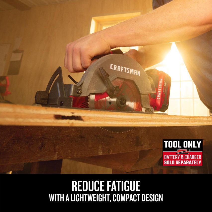 CRAFTSMAN כלי עבודה חשמליים v20 20 וולט מקסימום 6-1/2 אינץ' מסור עגול קומפקטי אלחוטי (כלי חשוף) 664RTT28