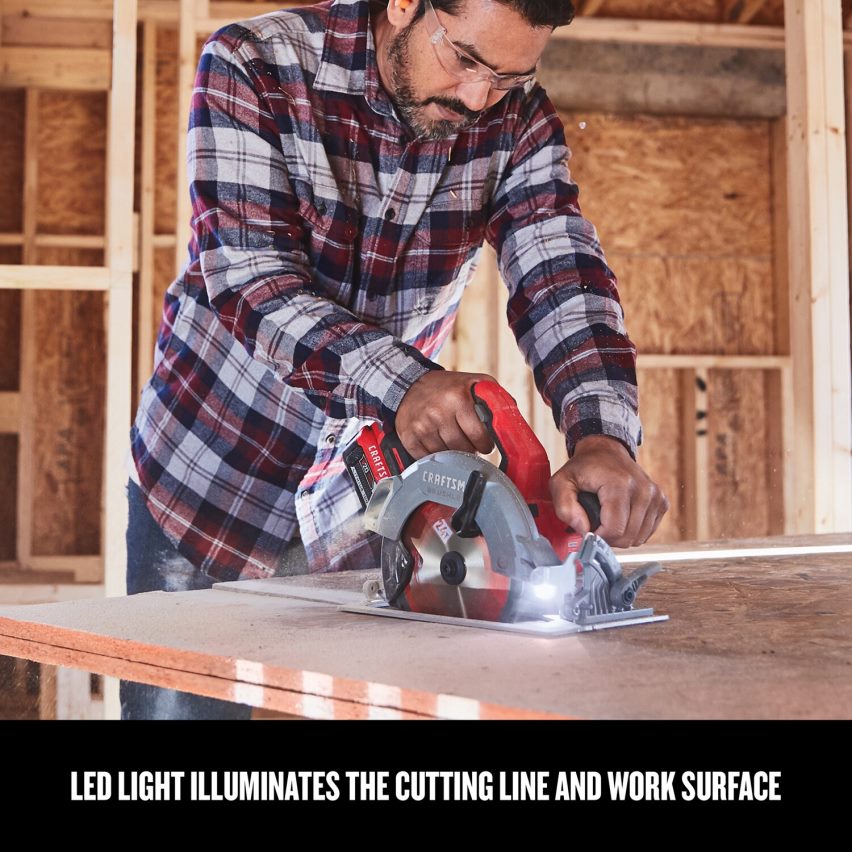 CRAFTSMAN כלי עבודה חשמליים v20 20 וולט מקסימום 7-1/4 אינץ' מסור עגול אלחוטי ללא מברשות וערכת סוללות לכלי חשמל (כלול) 664RTT73