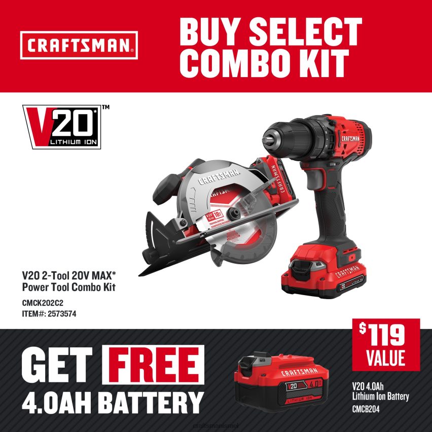CRAFTSMAN כלי עבודה חשמליים v20 2-כלים משולבים של כלי עבודה חשמליים (2-סוללות כלולות ומטען כלול) 664RTT11