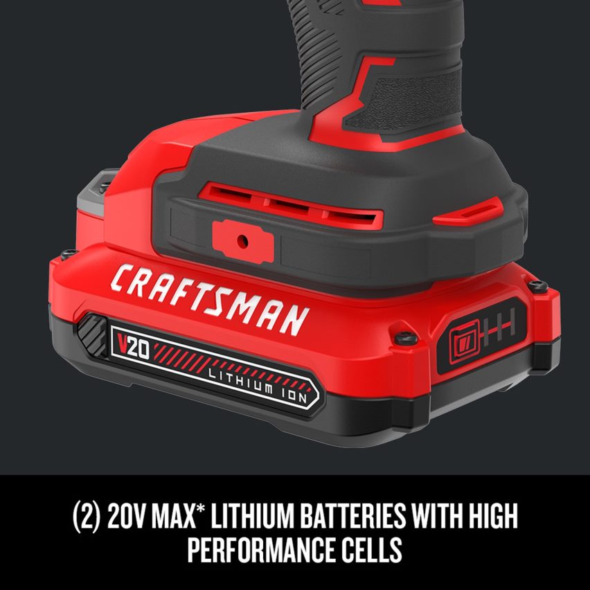 CRAFTSMAN כלי עבודה חשמליים v20 8 כלים 20 וולט מקסימום ערכת כלי עבודה משולבים עם מארז רך ו-v20 20 וולט מקסימום 4 אמפר-שעה סוללת כלי חשמלי ליתיום 664RTT54
